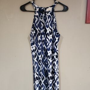 Michael Kors Maxi Dress Size Medium Navy Blue And White Print